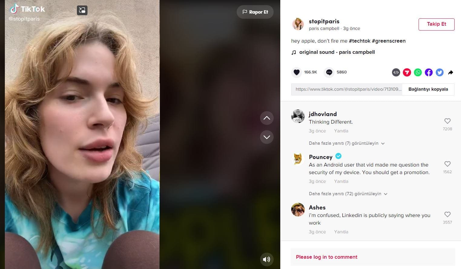 Apple, TikTok Videosu Nedeniyle Çalışanını Kovmakla Tehdit Etti