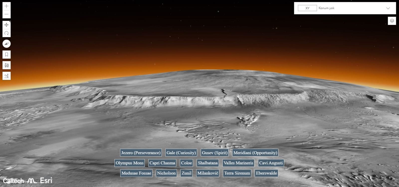 NASA, Mars Reconnaissance Orbiter ile Etkileşimli Mars Haritası Yayınladı